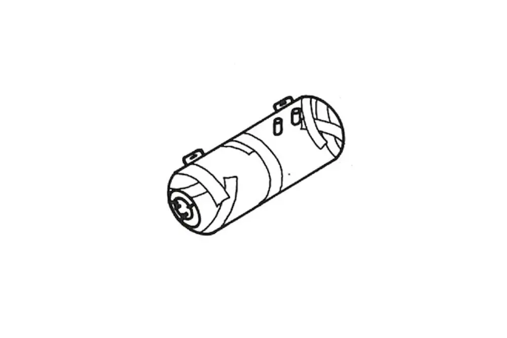 Roth Warmwasserboiler in zylindrischer Form, dargestellt mit einer einfachen Skizze, zeigt grundlegende Designmerkmale und Befestigungselemente.